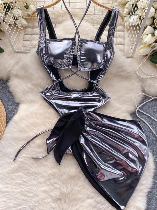 Other - NWNT Metallic Silver Cutout Festival or Bathing Suit
